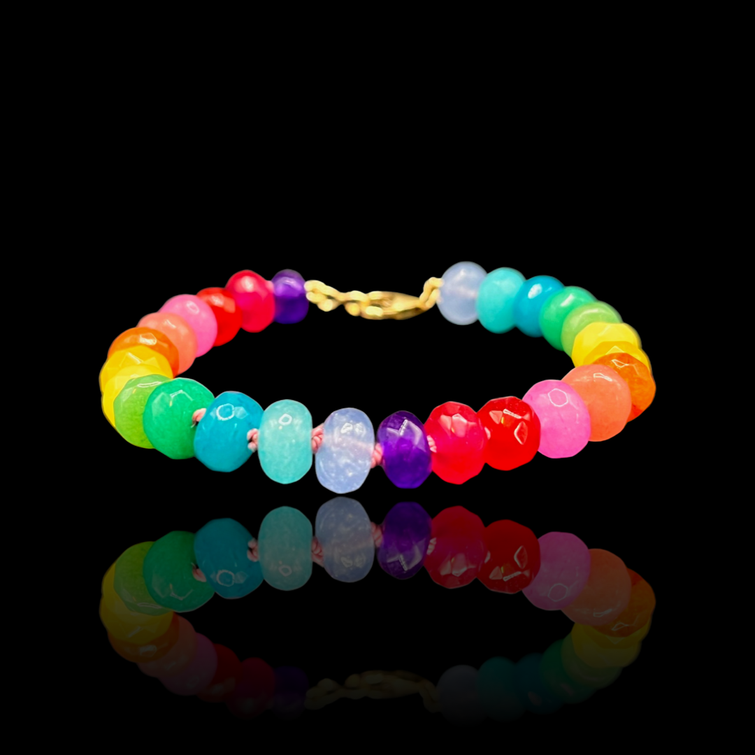 Alma Beaded Rainbow Jade Bracelet