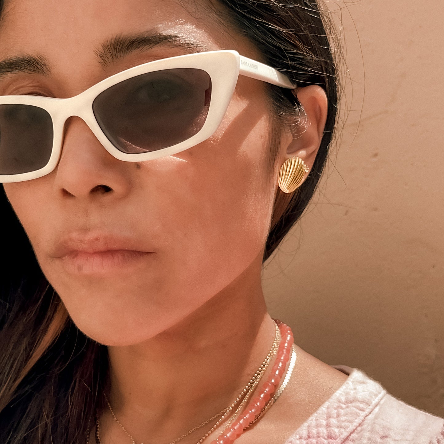 Vintage Seashell Gold Post Earrings