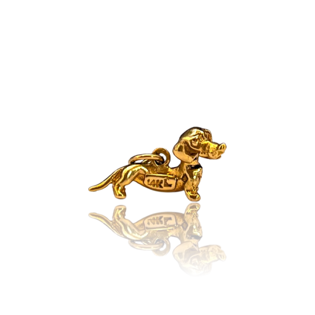 Vintage Gold Movable Dachshund Charm