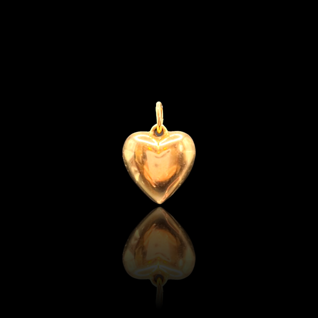 Vintage Medium Gold Puffy Heart Charm