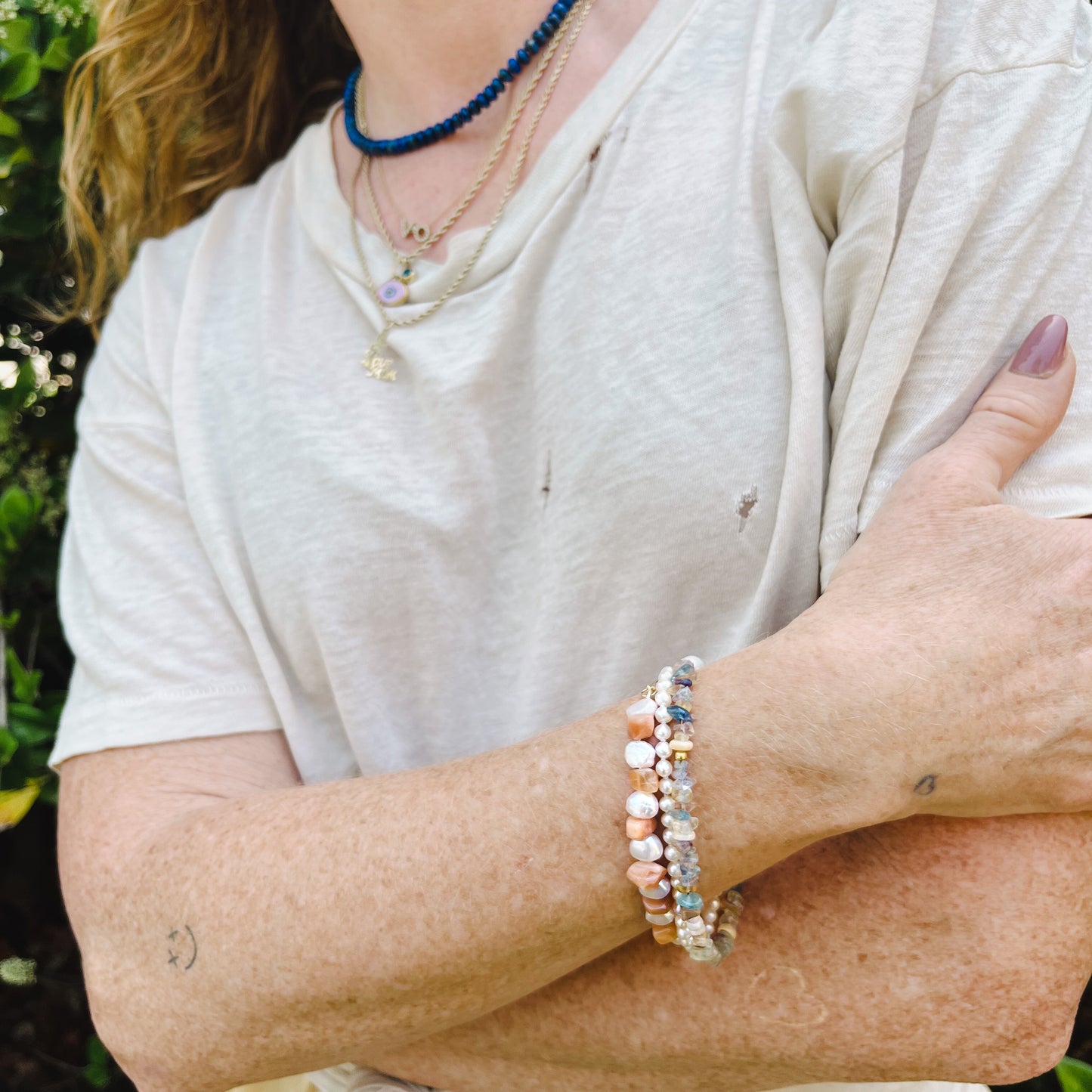 Mari Beaded Mixed Stone with Opal Anklet / Bracelet