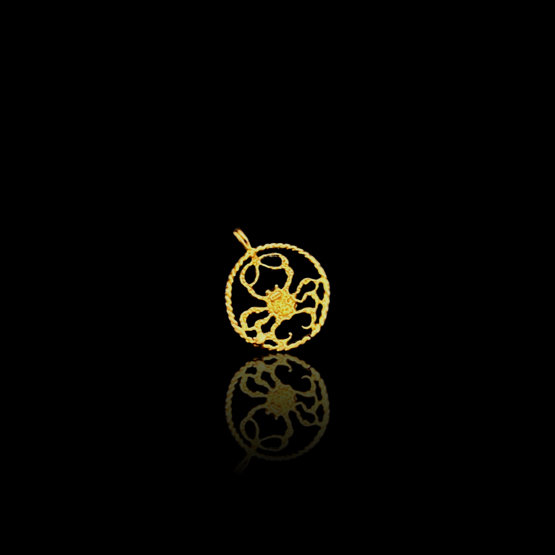 Vintage Gold Cancer Zodiac Charm
