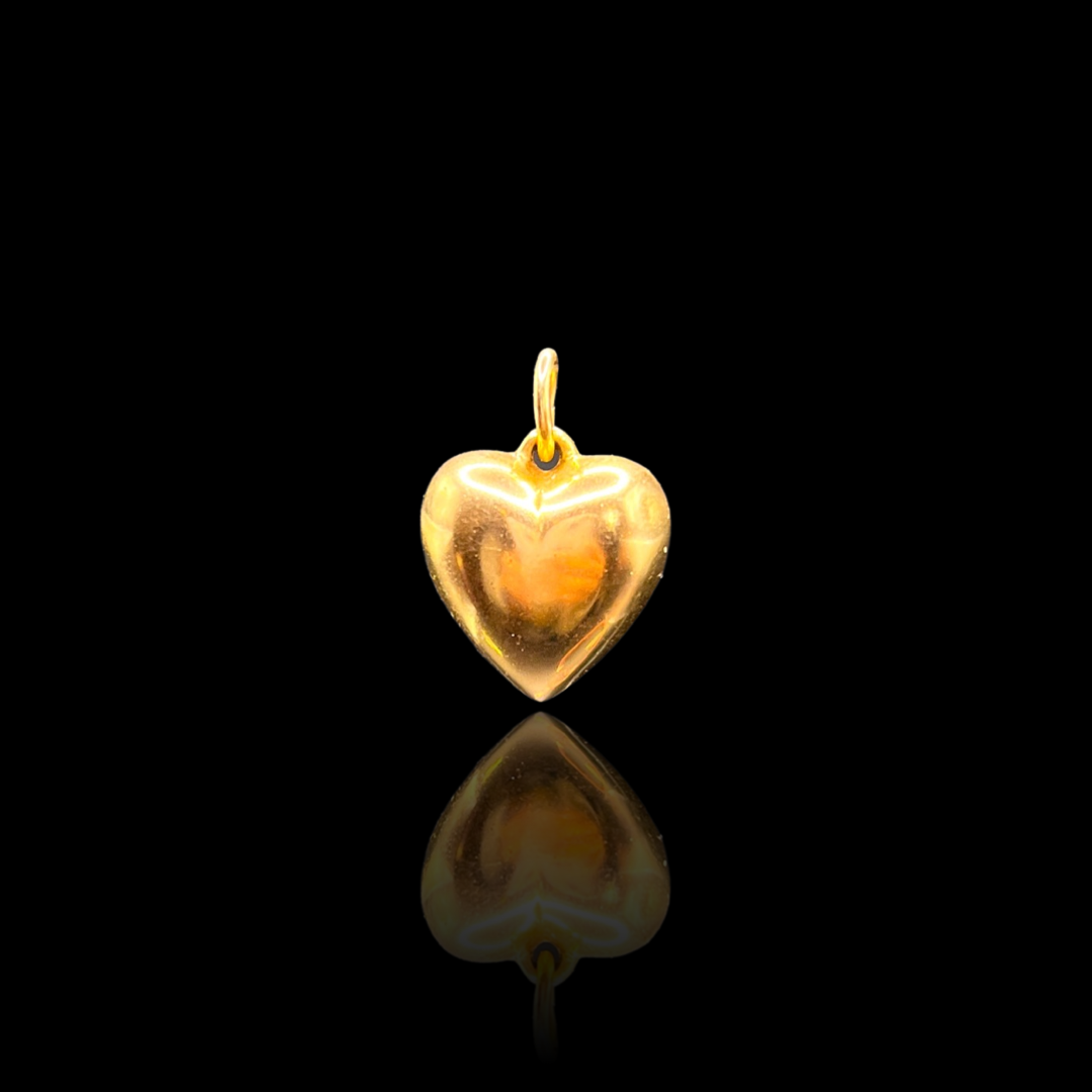 Vintage Medium Gold Puffy Heart Charm