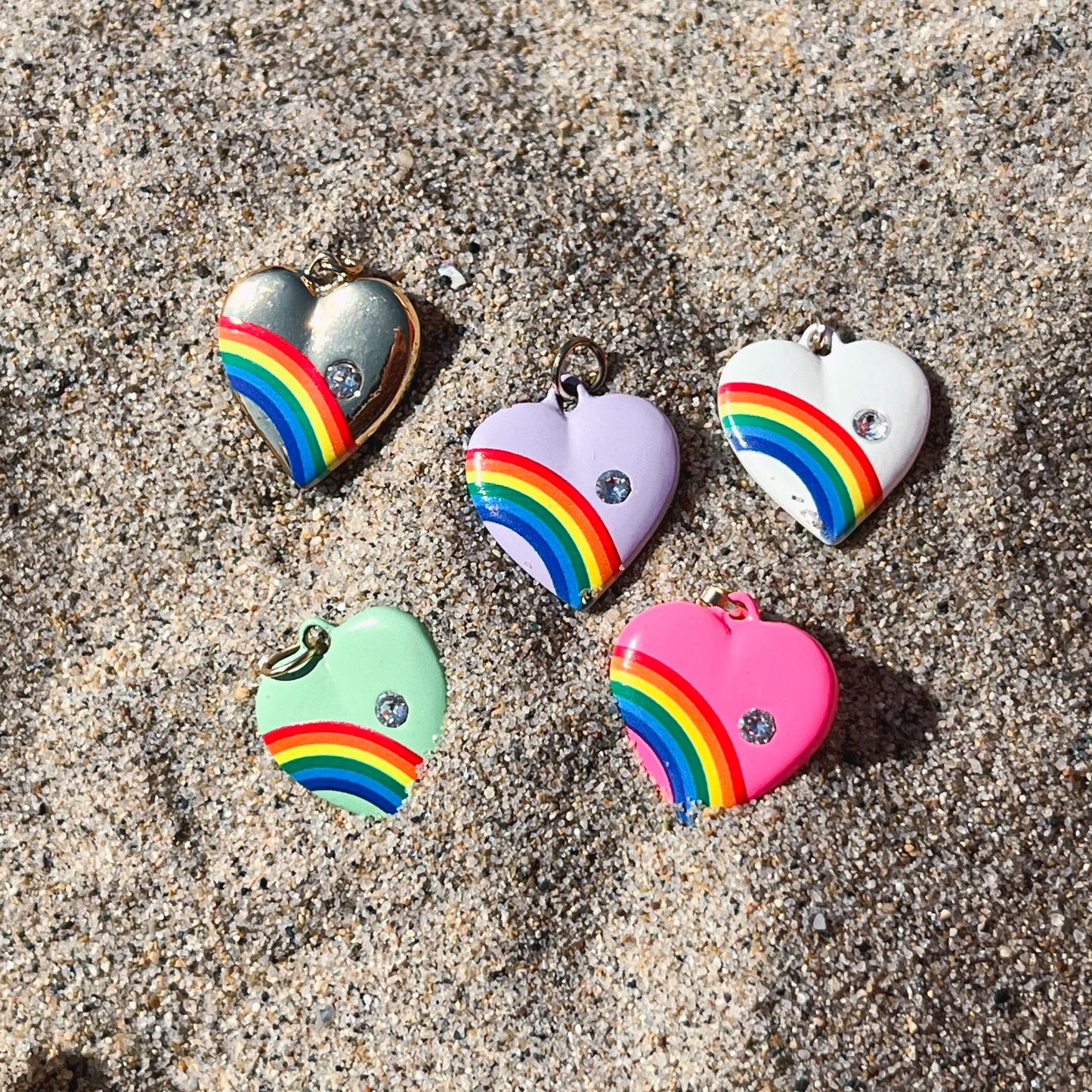 Heather Vintage Style Rainbow Heart Charm