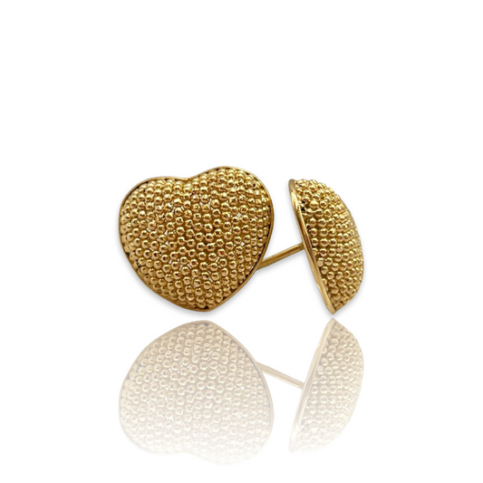 Donna Heart Shaped Vintage Style Puffy Earrings