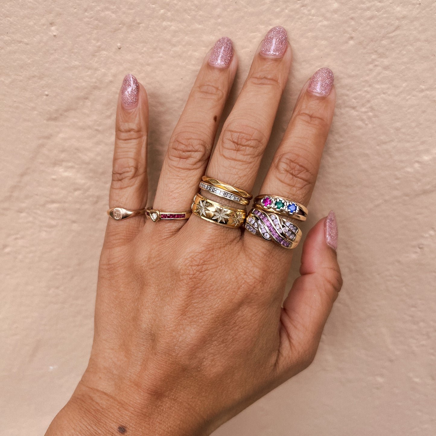 Estate Gold Diamond Cut Stacking Band