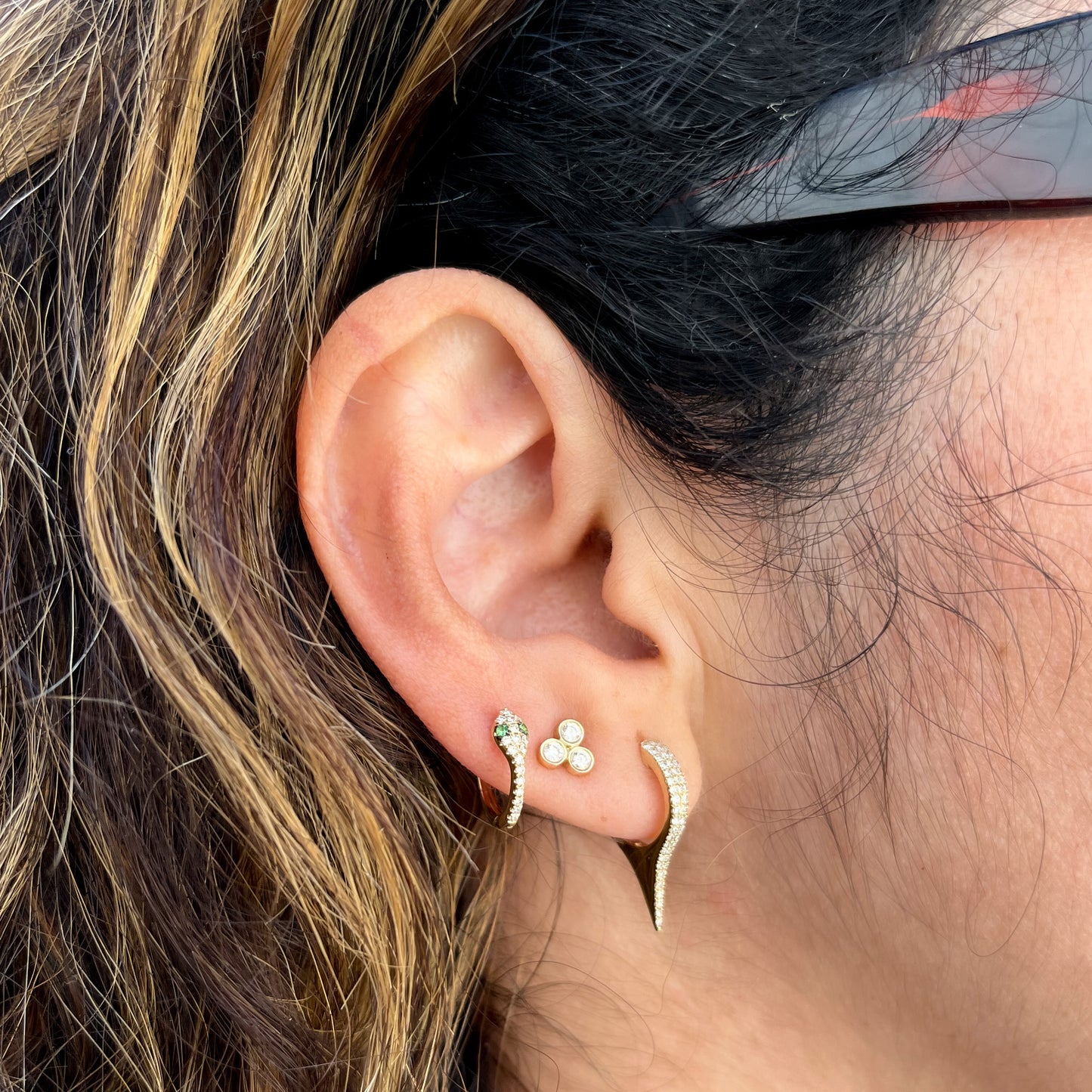 Drop Shot Diamond Pave Spike Huggie Earrings