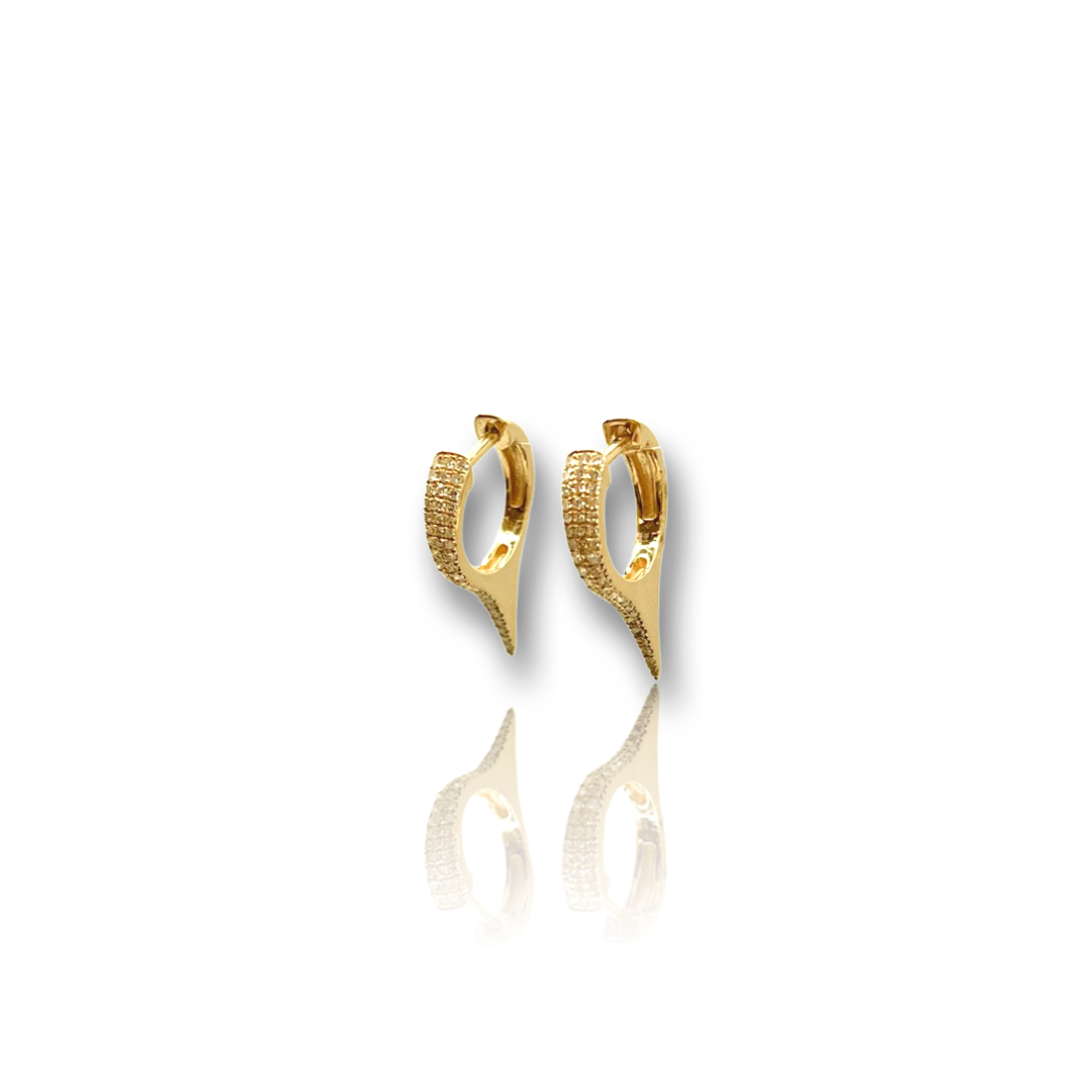 Drop Shot Diamond Pave Spike Huggie Earrings