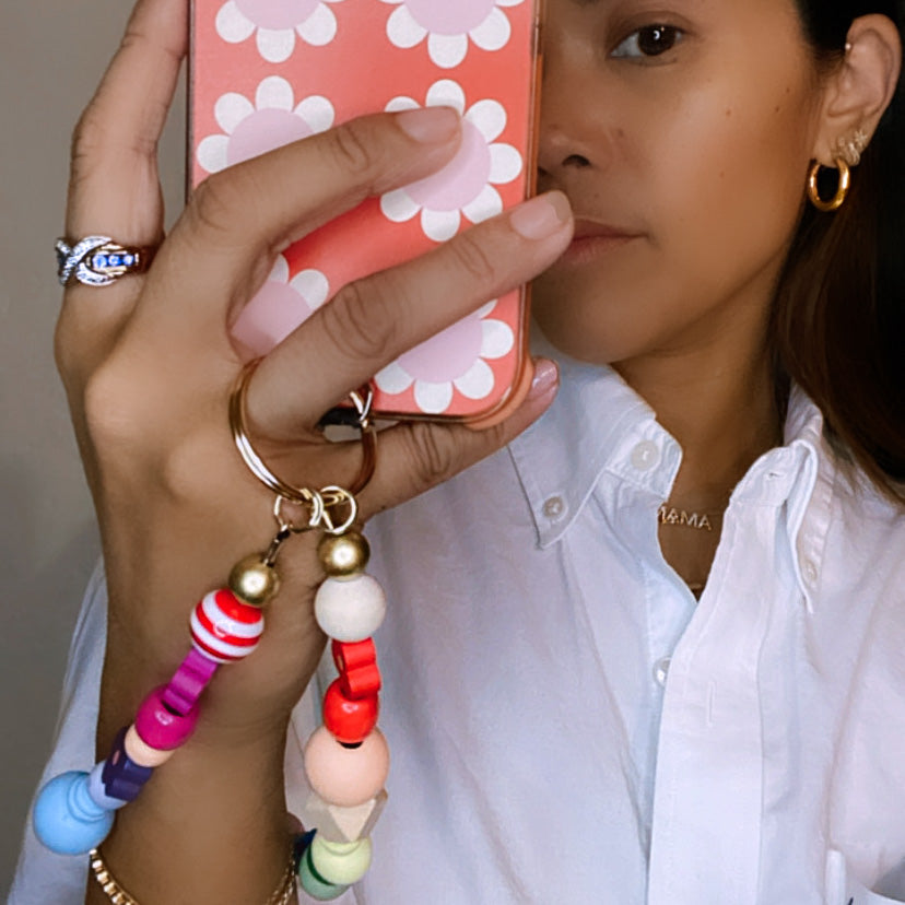 Fleur Wooden Bead Phone Wristlet