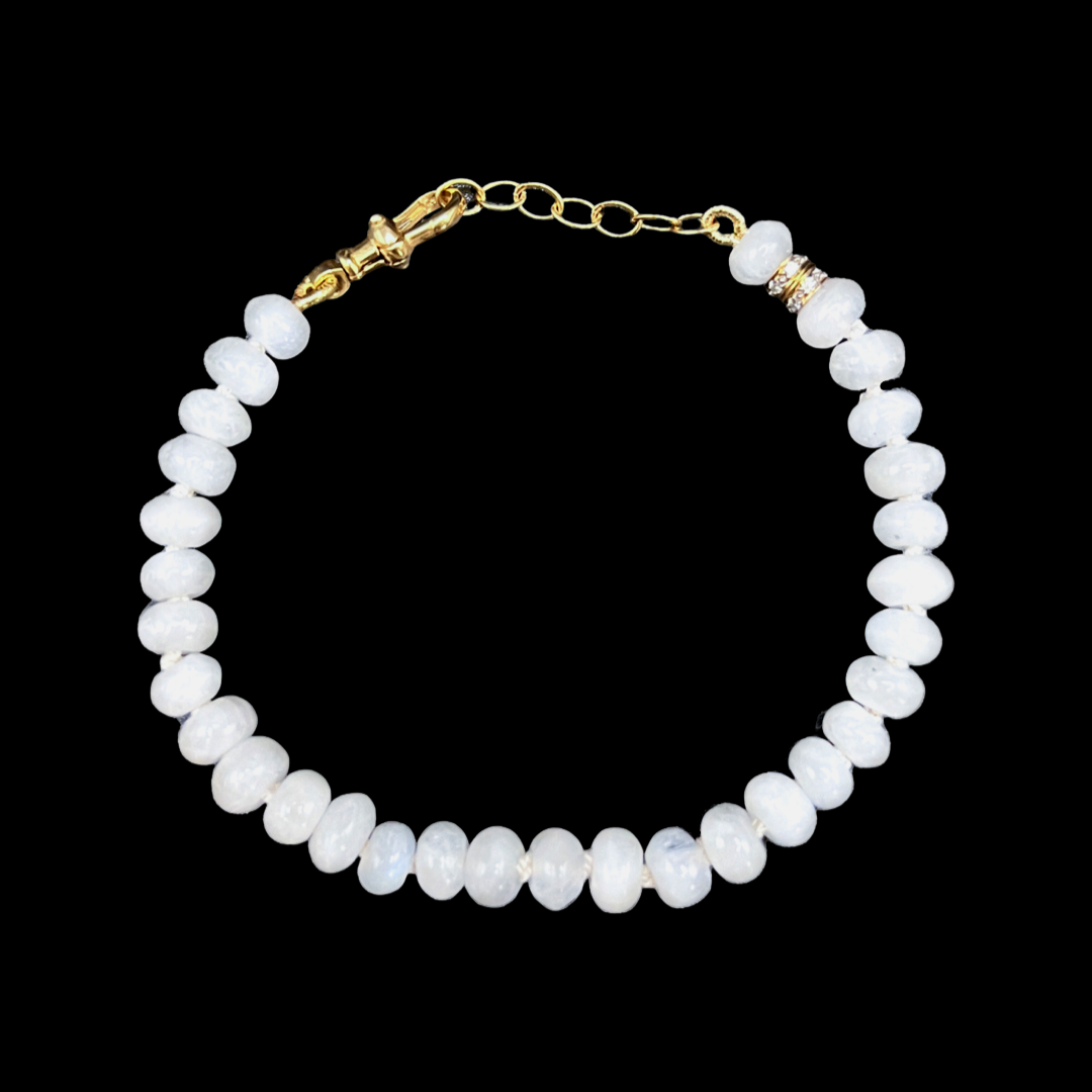 Beaded Moonstone with Diamond Accent Bracelet