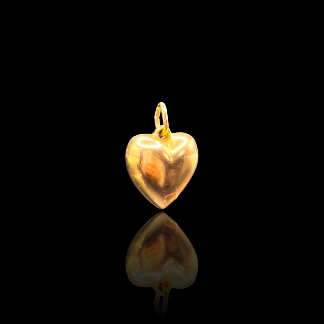 Vintage Medium Gold Puffy Heart Charm