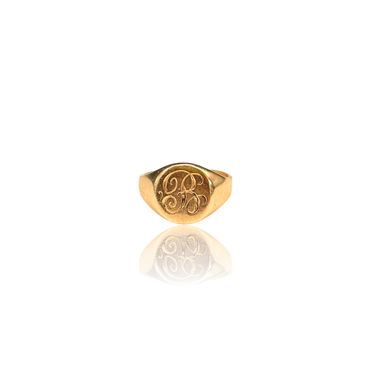 Vintage Gold Signet Ring w/Engraved B