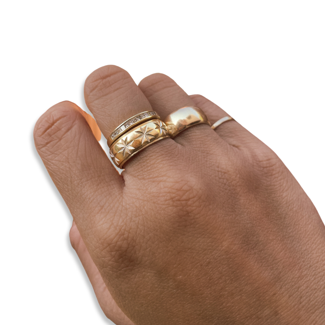 Vintage Gold Celestial Cigar Band Ring