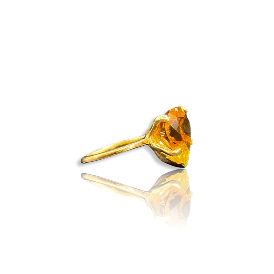 Heart Shape Citrine and Gold Ring