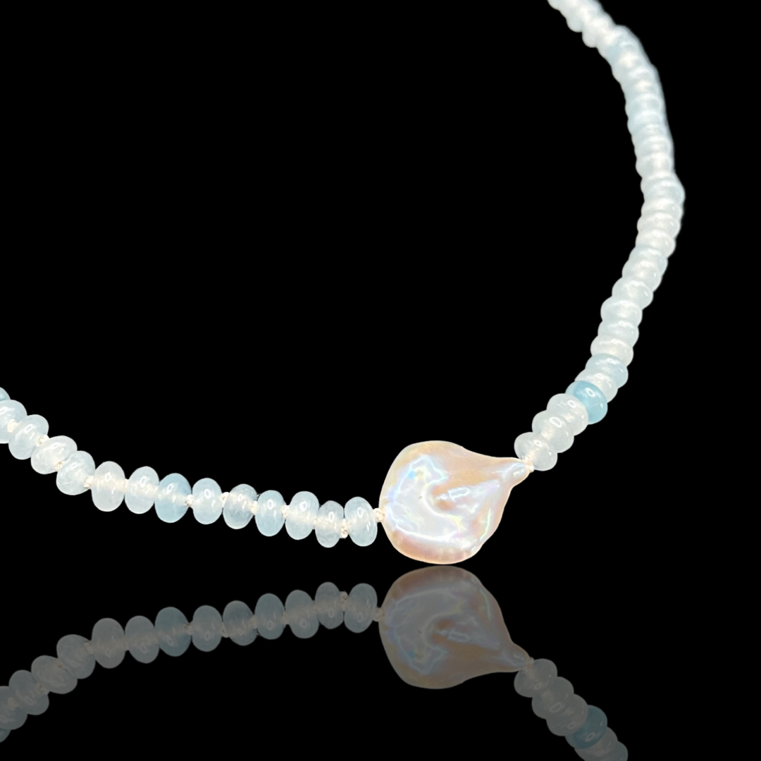 Arielle Beaded Jade and Keshi Pearl Necklace