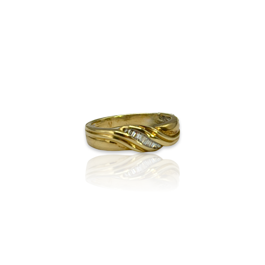Vintage Gold Band with Channel Set Diamonds