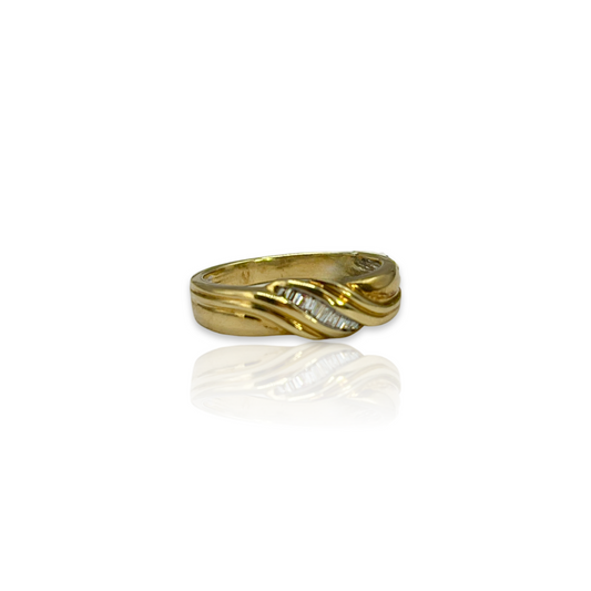 Vintage Gold Band with Channel Set Diamonds