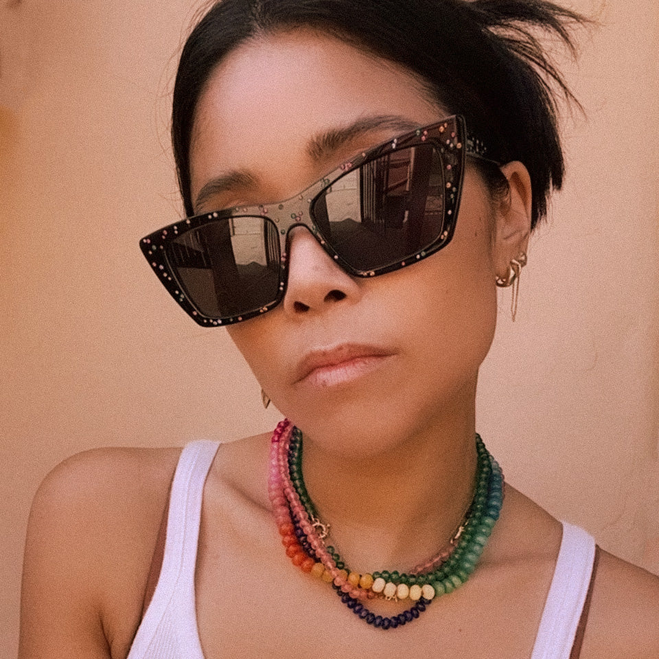 Alma Beaded Rainbow Jade Necklace