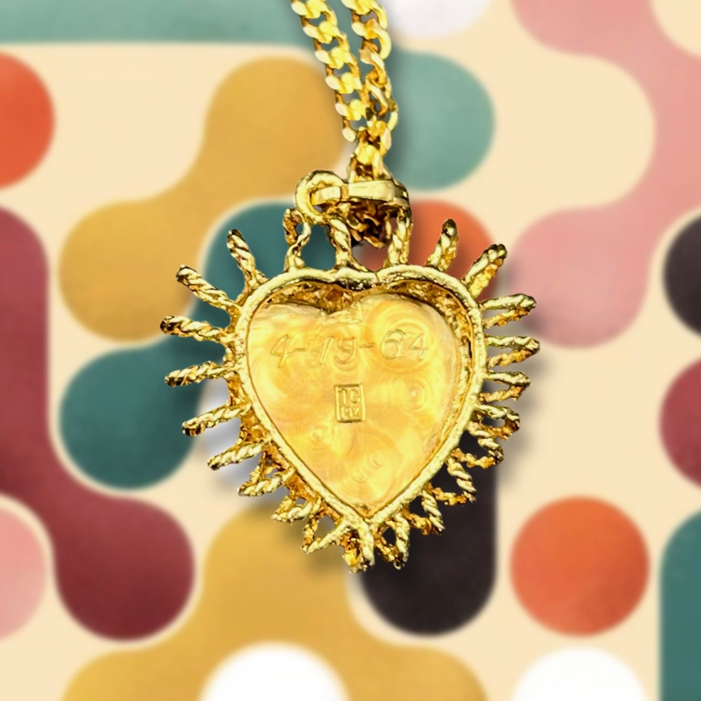 Vintage Gold Heart with Emerald Pendant