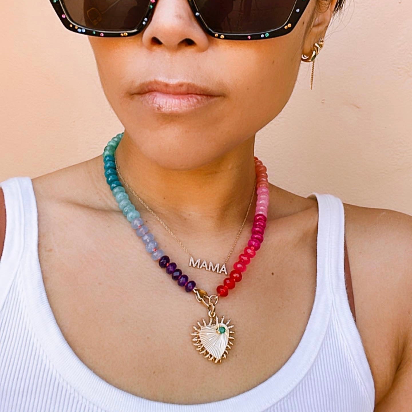 Alma Beaded Rainbow Jade Necklace