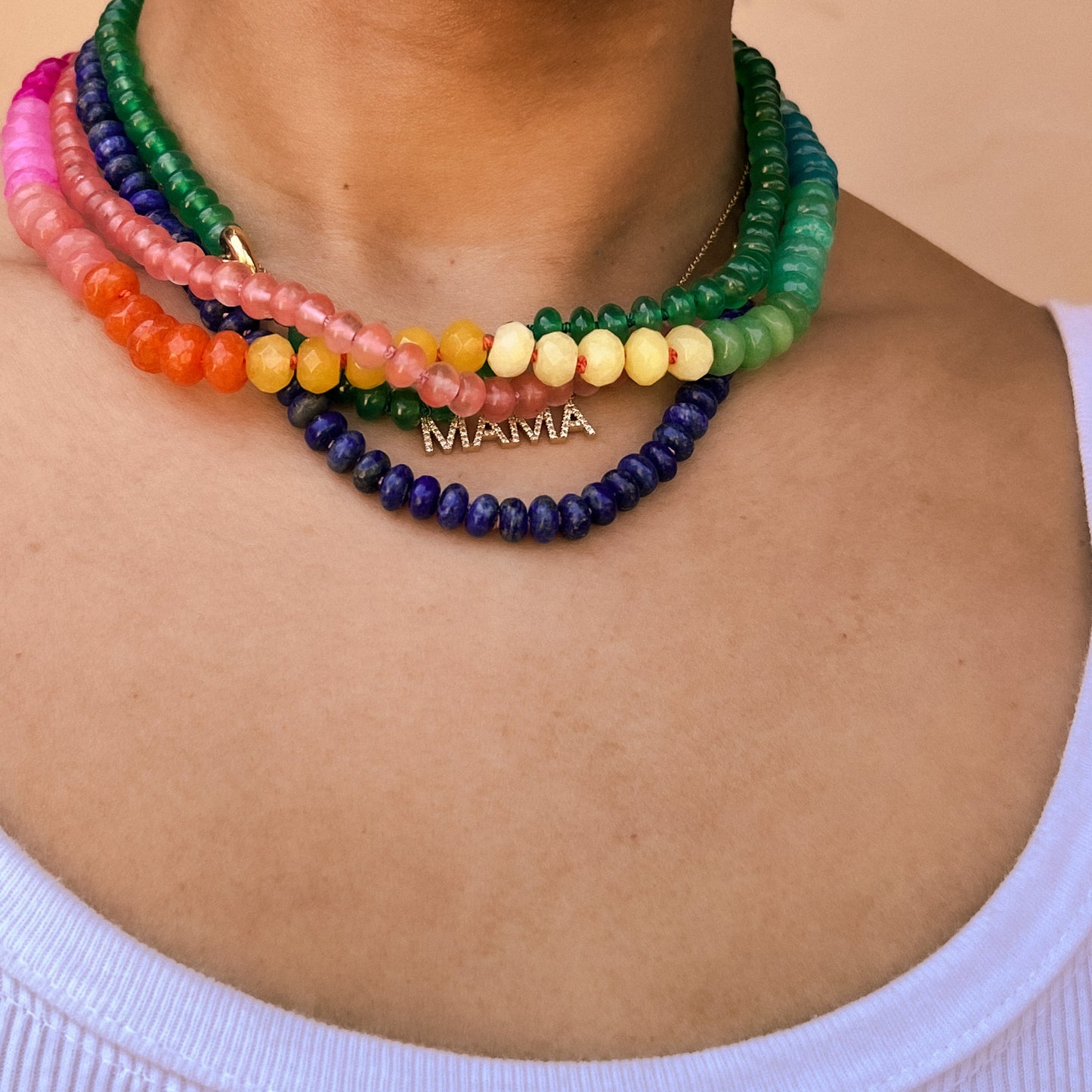 Alma Beaded Rainbow Jade Necklace