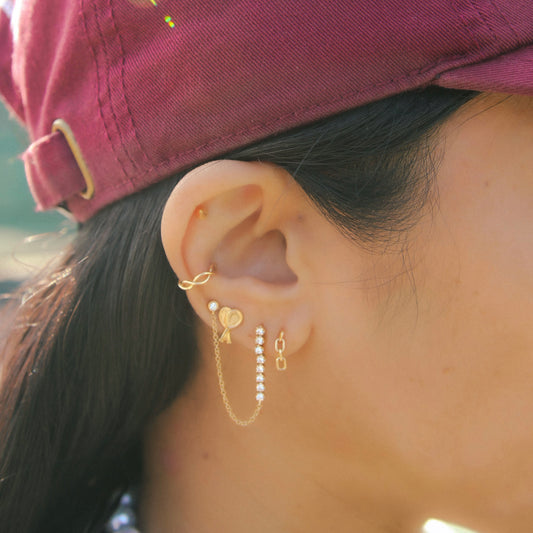 Leylah Gemstone + Diamond 2 Post Chain Earring