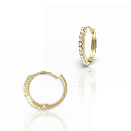 Gold & Pave Diamond Huggie Hoop Earring