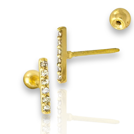 Mina Gold and Diamond Bar Straight Barbell Earring