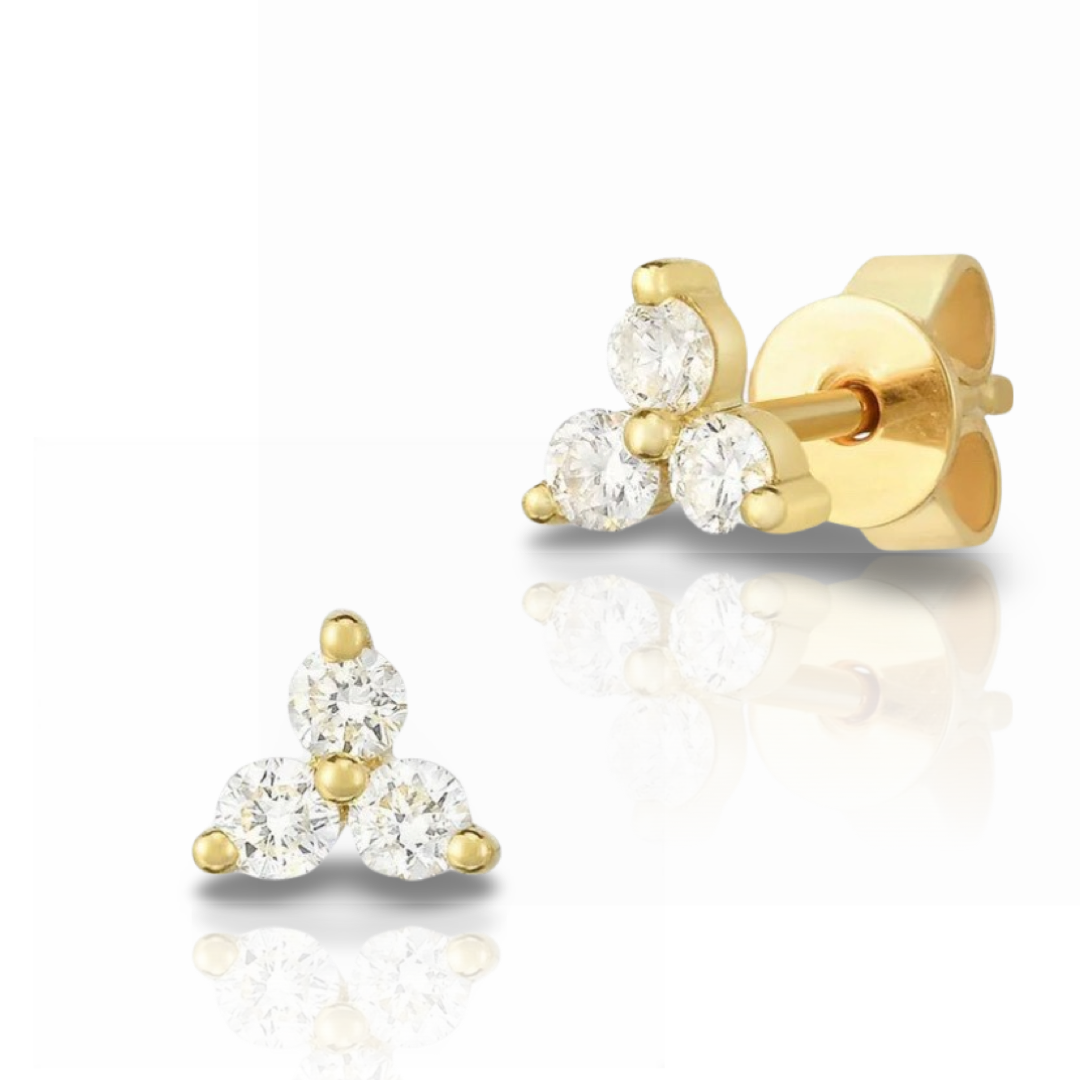 Diamond Trio Single Stud Earring