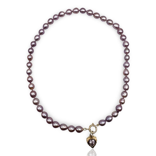 Josie Pearl Beaded Necklace with Charm Holder