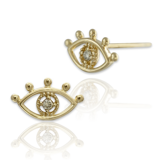 Evil Eye Single Stud Earring with Diamond Accent