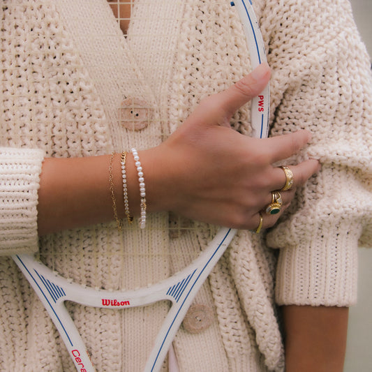 Venus Beaded Pearl & Gold Bracelet