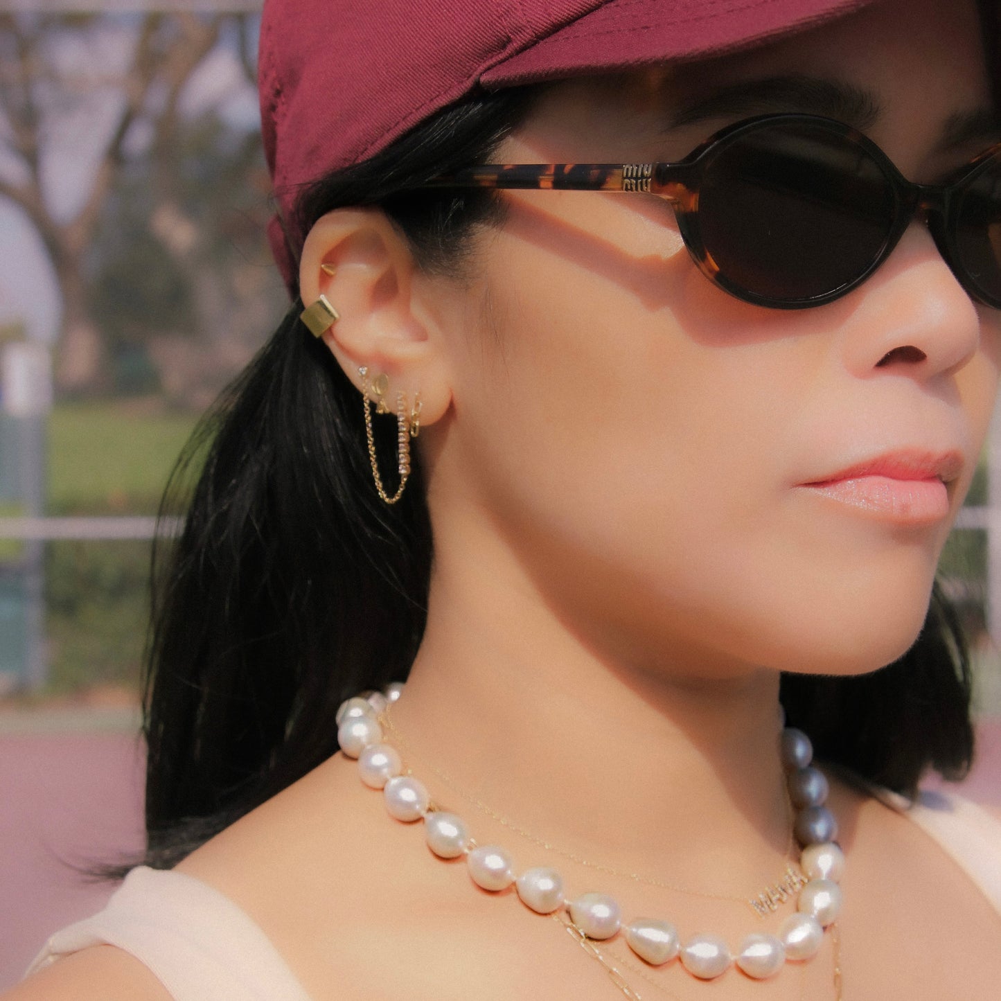 Leylah Gemstone + Diamond 2 Post Chain Earring