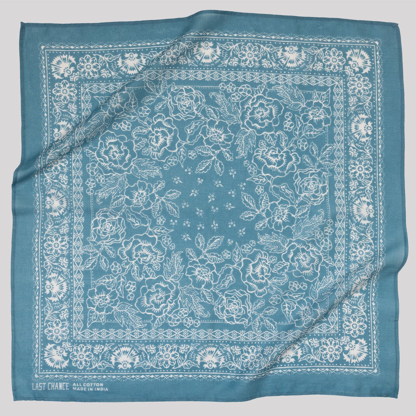 Last Chance Textiles Faded Blue Cotton Rosey Bandana