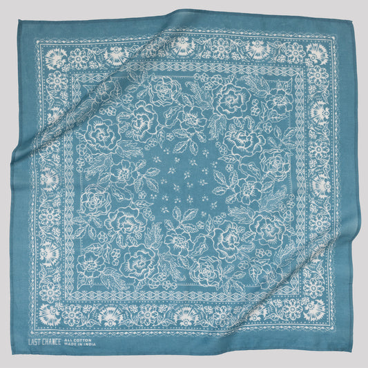 Last Chance Textiles Faded Blue Cotton Rosey Bandana