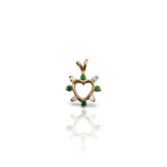 Vintage Emerald & Diamond Heart Pendant