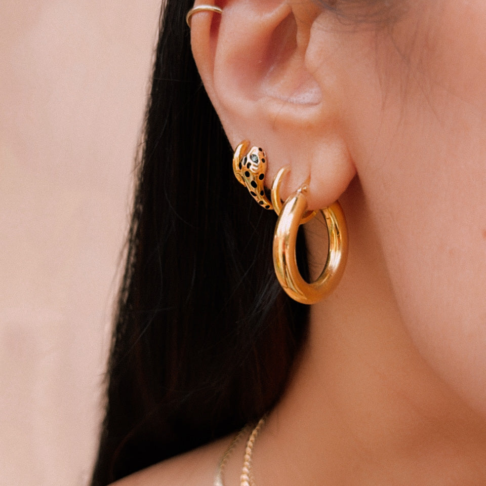 Chubby Gold Tube Hoop Earrings