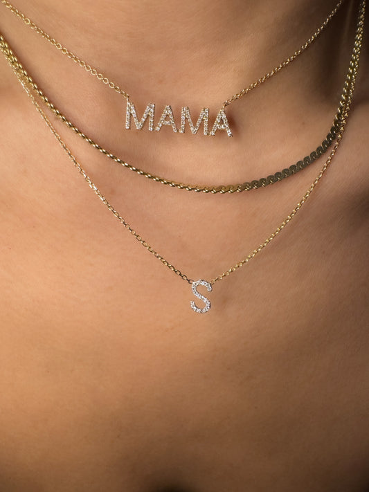 Gold Alphabet Initial Necklace With Diamonds