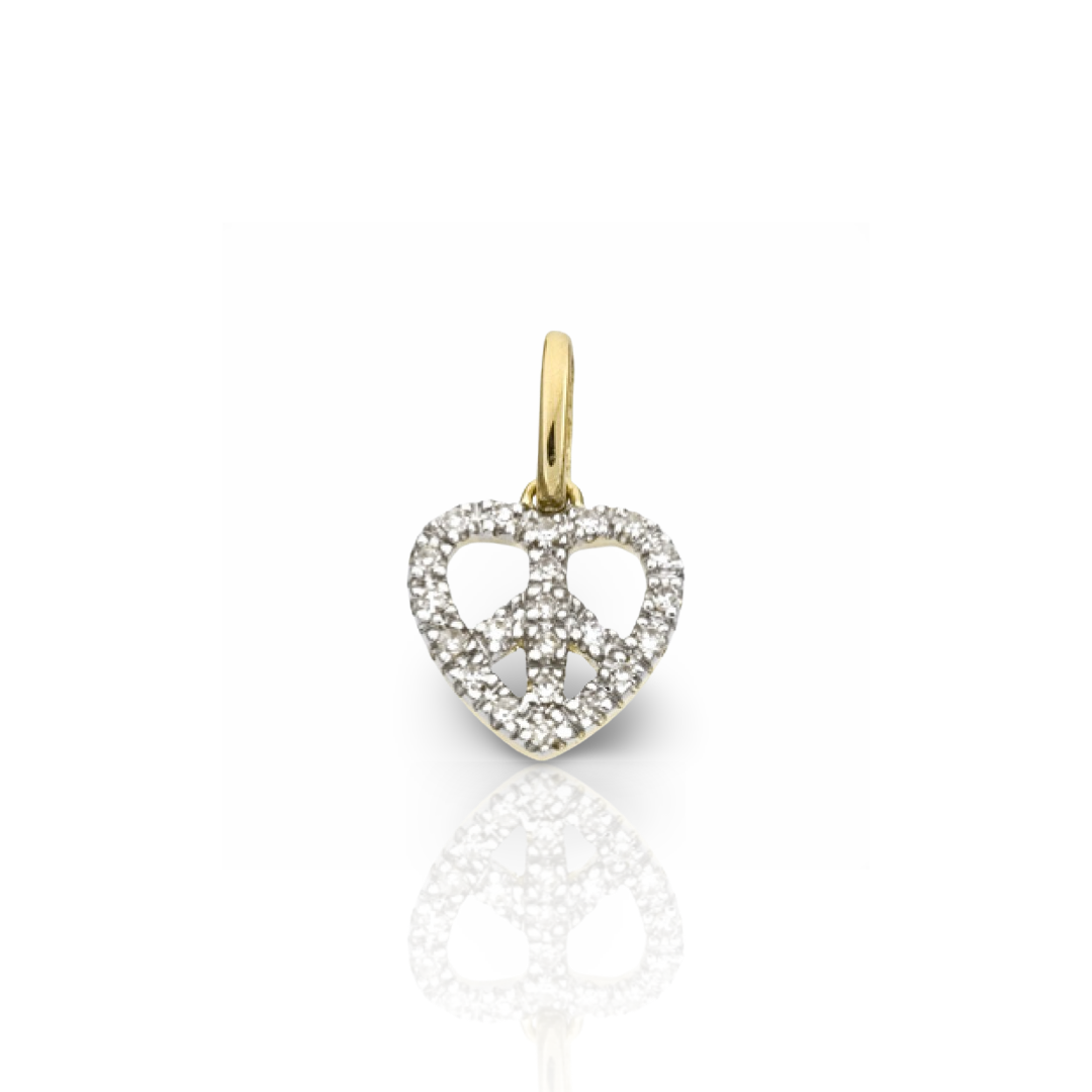 Make Love Not War Diamond & Gold Charm