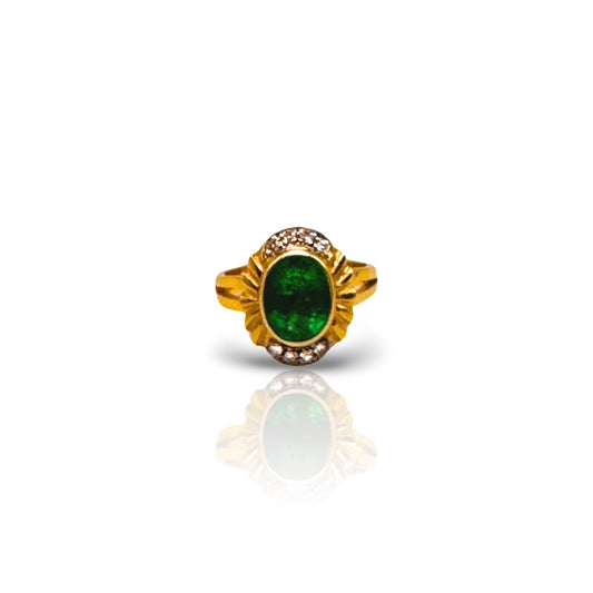 Amelia Vintage Emerald & Diamond 18k Gold Ring