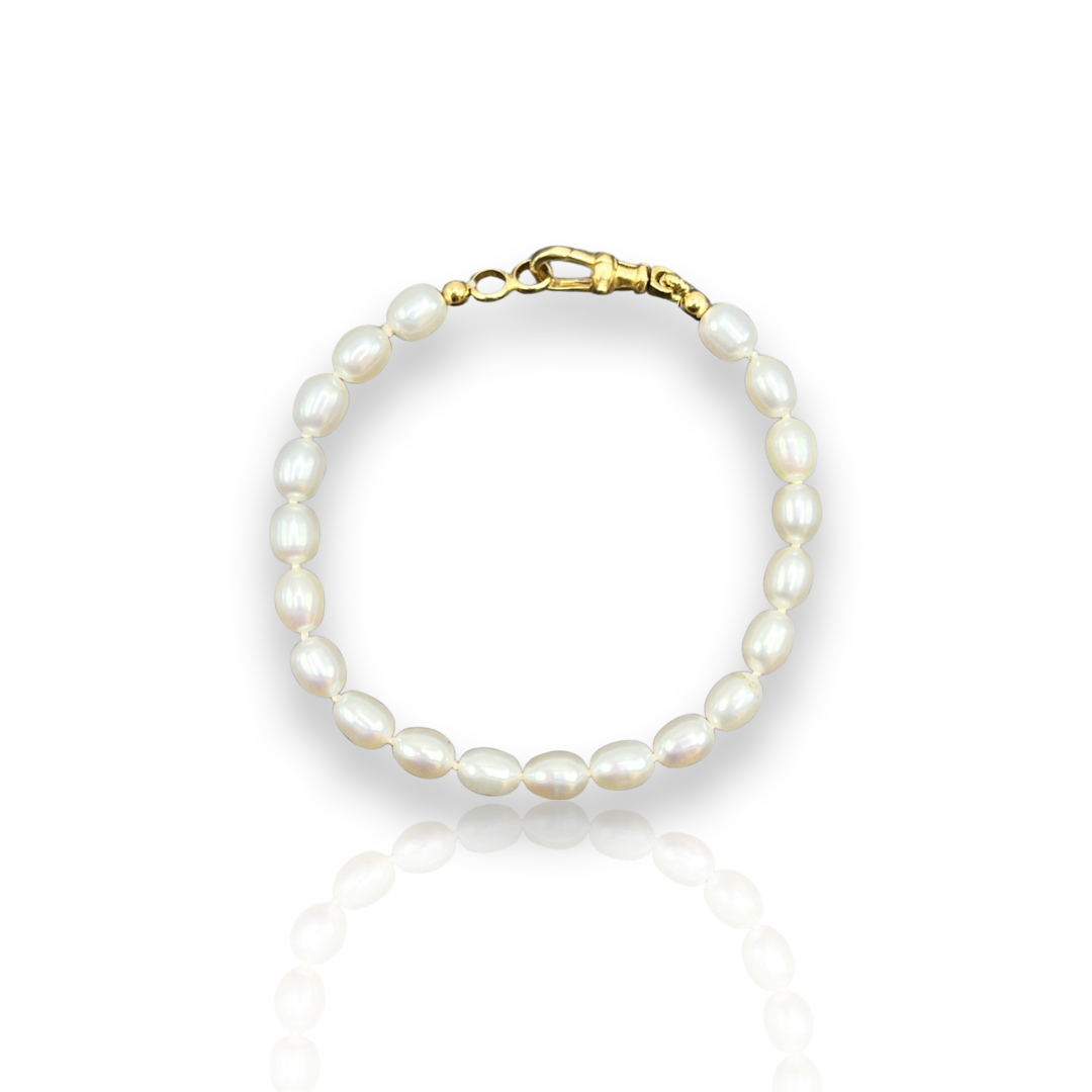 Arroz Beaded Pearl & Gold Bracelet