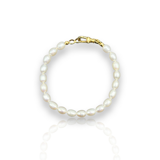 Arroz Beaded Pearl & Gold Bracelet