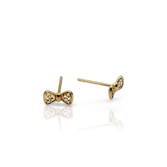 Colette Gold Single Bow with Diamonds Post Earring