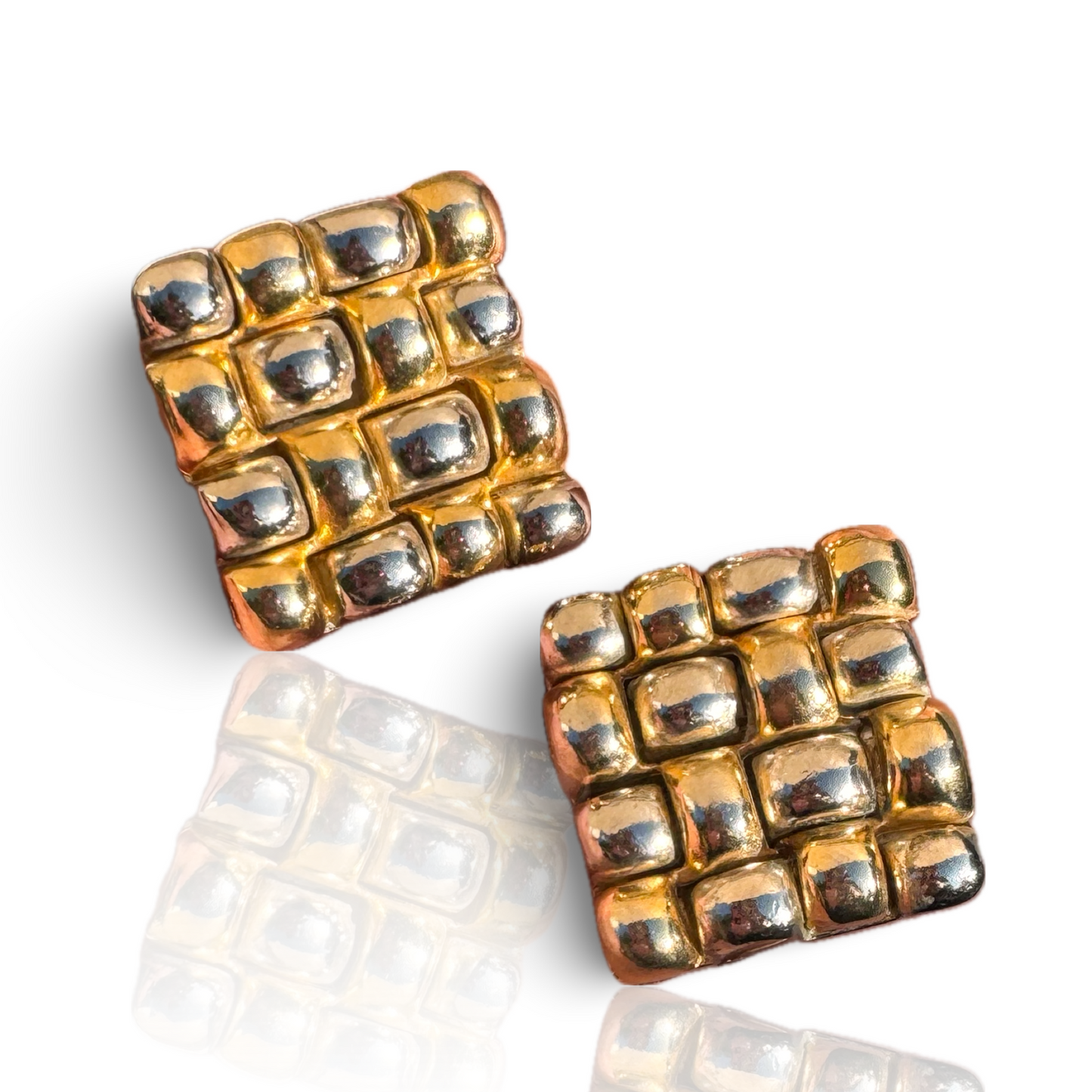 Vintage Paco Rabanne Woven Checkerboard Clip-on Earrings
