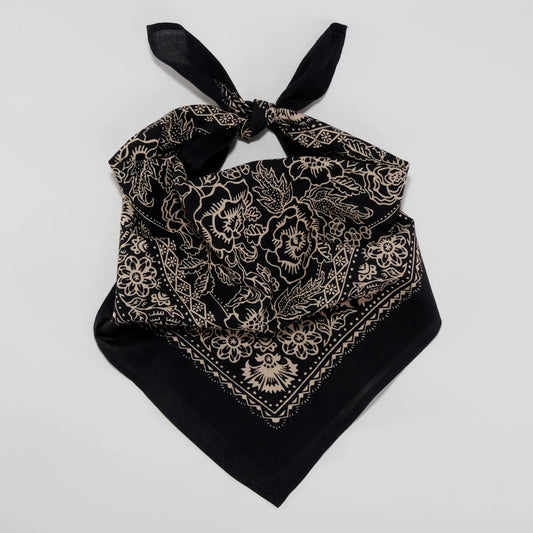 Last Chance Textiles Black Cotton Rosey Bandana