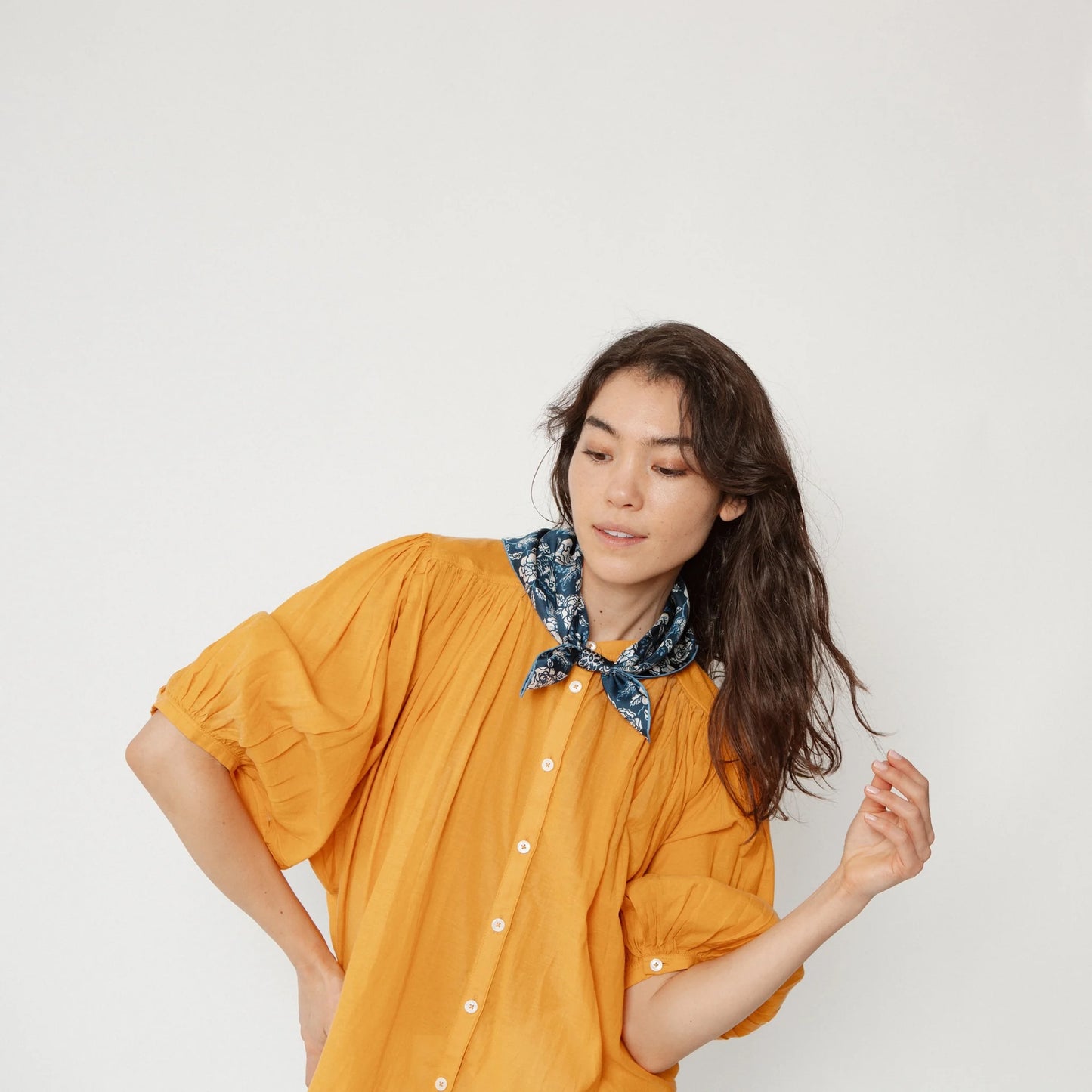 Last Chance Textiles Silk Navy Twill Rosey Scarf