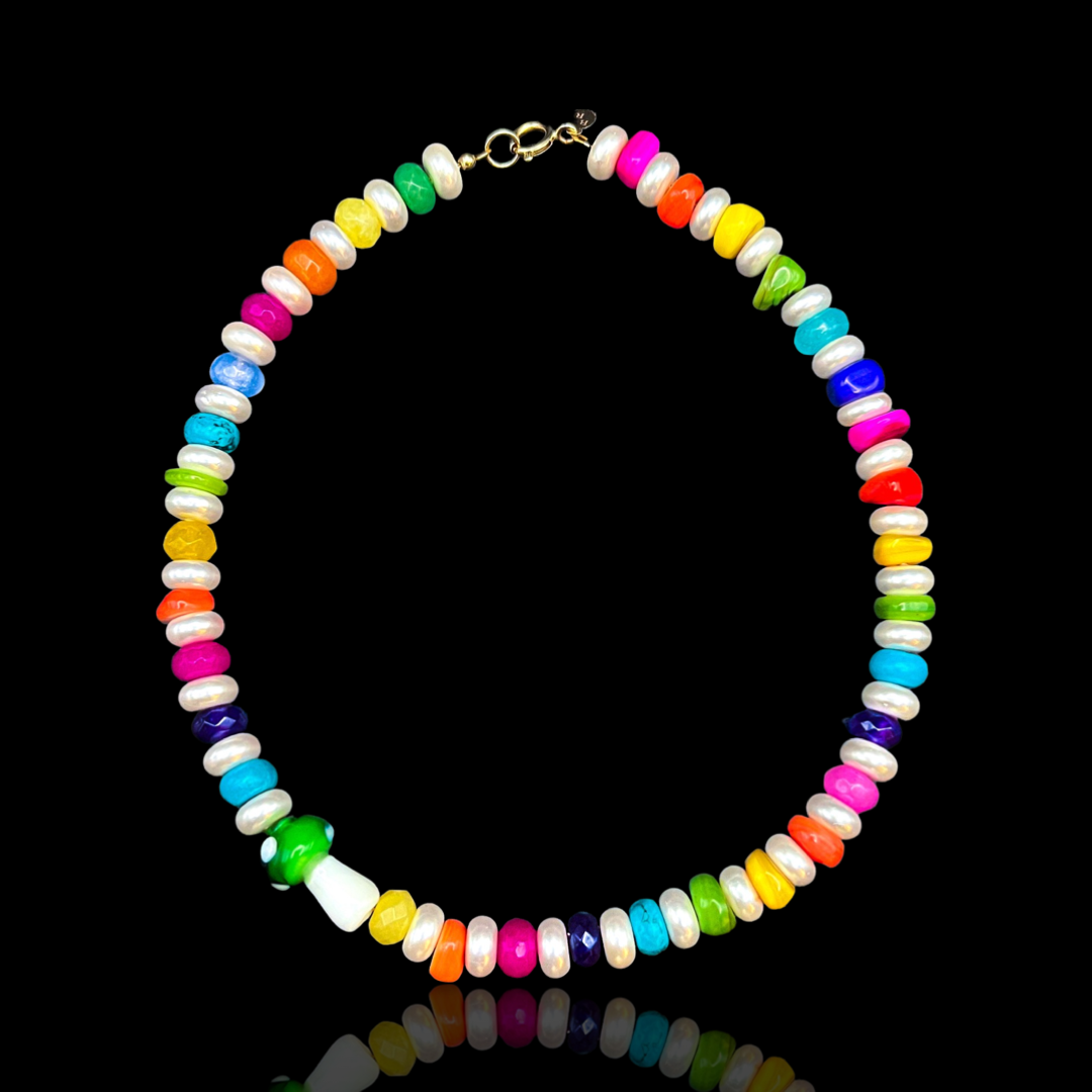 Disco Pearl & Rainbow Shell Necklace