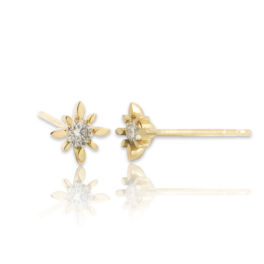 Compass Star Single Stud Earring with Diamonds