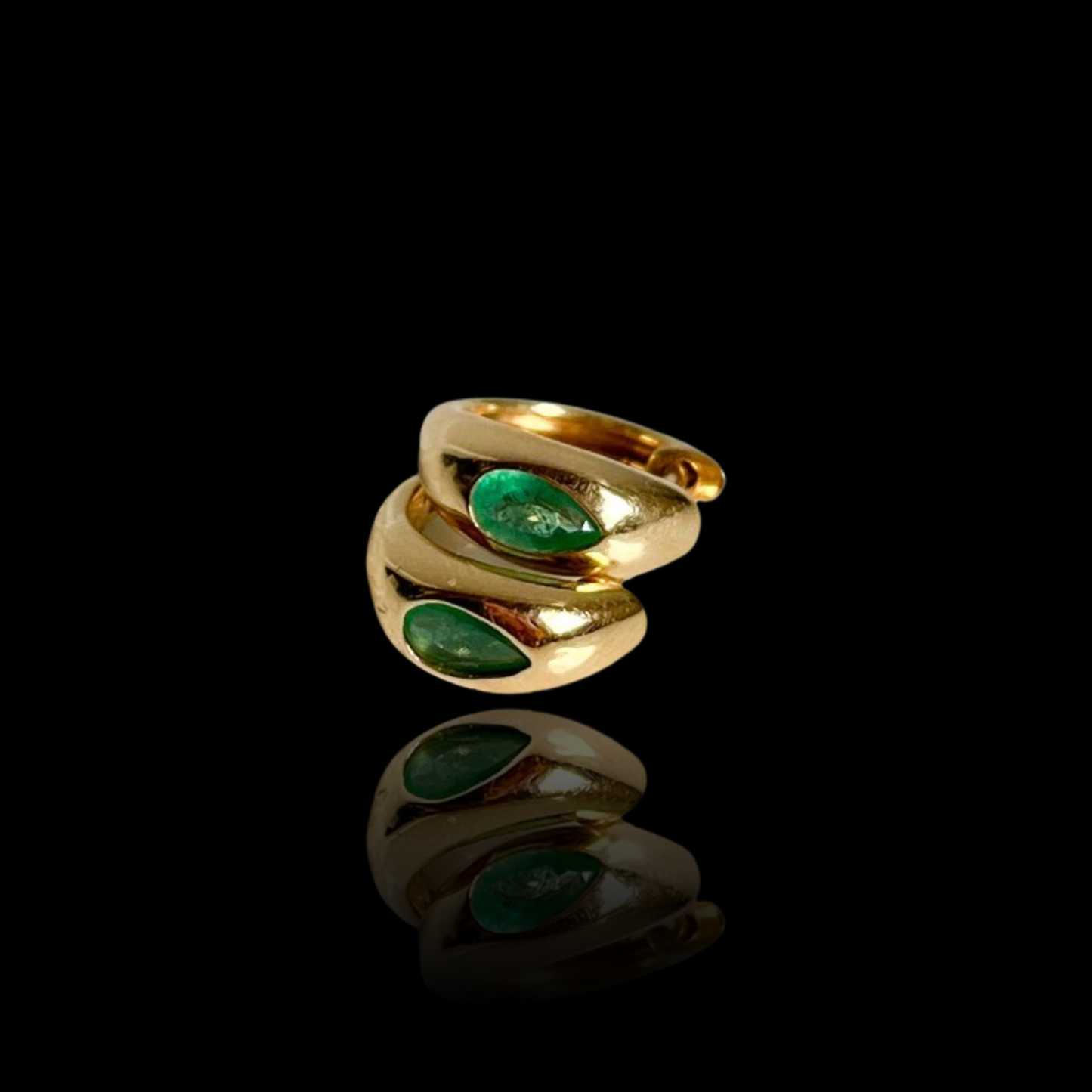 Dome Huggie Emerald Earrings