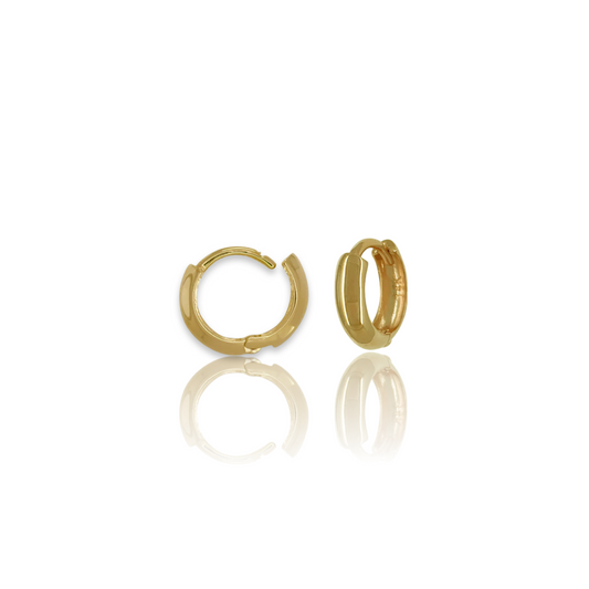 Single Gold Round Huggie Plain Hoop Earring